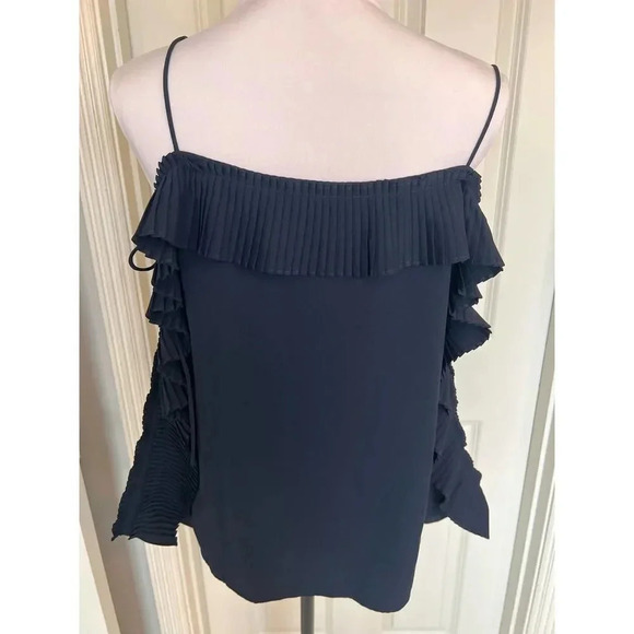 A.Z.I. New York navy blue cold shoulder ruffle spaghetti strap blouse small - Picture 4 of 11